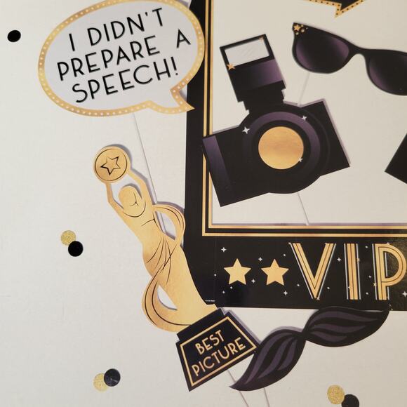 Hollywood VIP Party Photo Booth Props 12-Piece Set Black & Gold Decor Awards - Picture 10 of 13